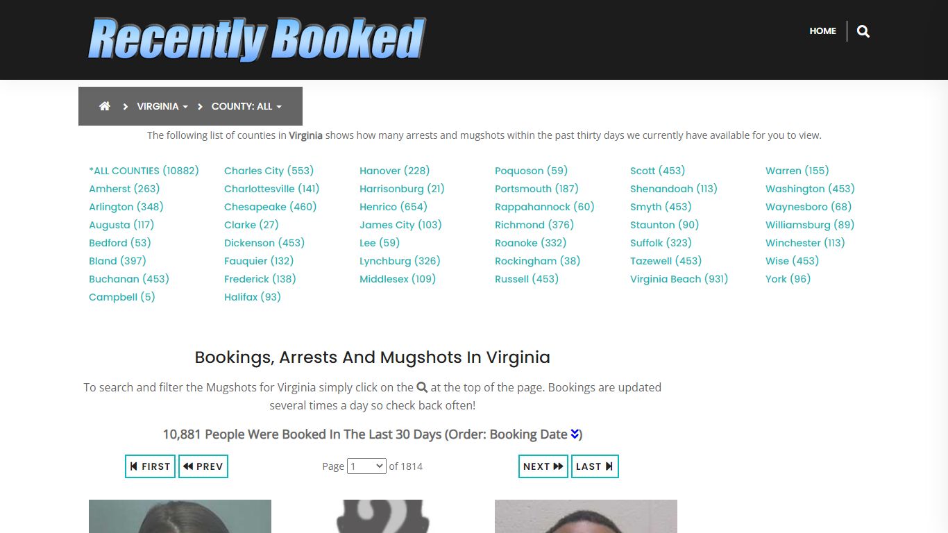 Recent bookings, Arrests, Mugshots in Virginia - Recently Booked